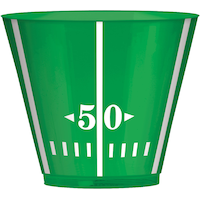 Football Plastic Reusable Plastic Tumbler Cups, Green, 9-oz, 24-pk, for Sports Party Front_Flat