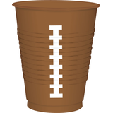 Football Plastic Reusable Cups, Brown/White, 16-oz, 25-pk, for Sports Party Front_Elevated