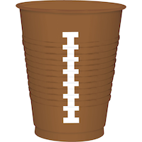 Football Plastic Reusable Cups, Brown/White, 16-oz, 25-pk, for Sports Party Front_Elevated