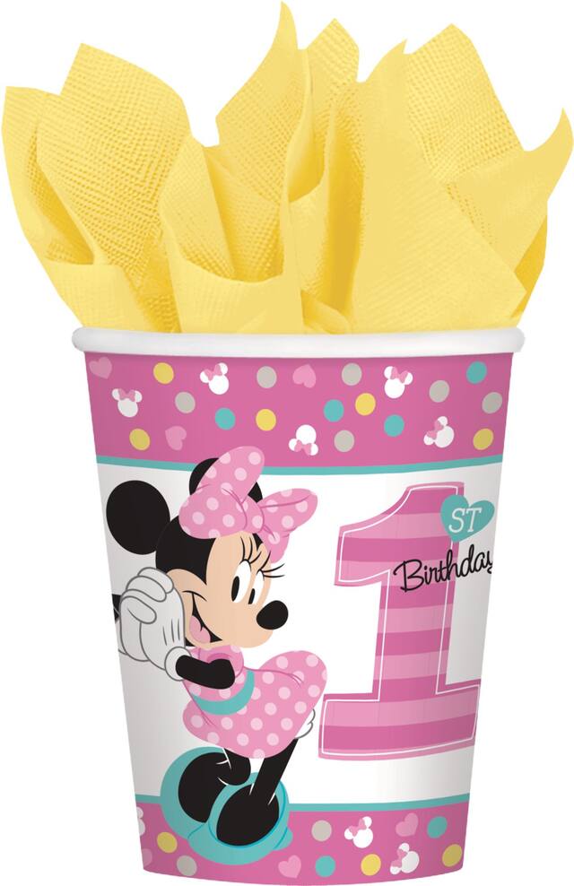 Gobelets Minnie Mouse 1er anniversaire, paq. 8 Front_Flat
