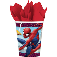 Disney Marvel Spider-Man Paper Disposable Cups, Red/Blue, 9-oz, 8-pk, for Birthday Party Front_Flat