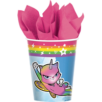 Rainbow Butterfly Unicorn Kitty Birthday Party Disposable Cups, 9-oz, 8-pk Front_Flat