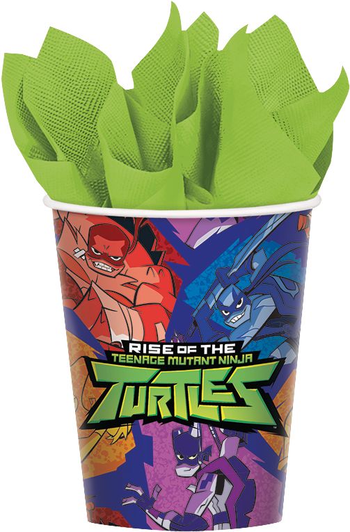 Rise of the Teenage Mutant Ninja Turtles Birthday Party Paper Cups, 9-oz, 8-pk Front_Flat