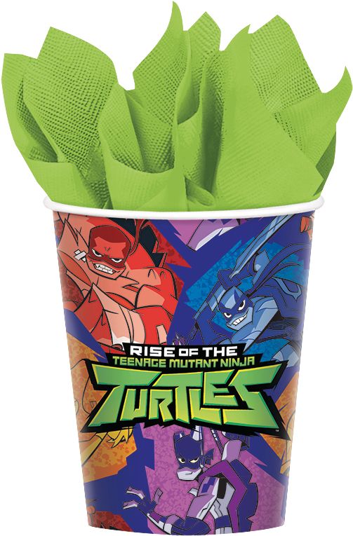 Rise of the Teenage Mutant Ninja Turtles Birthday Party Paper Cups, 9-oz, 8-pk Front_Flat
