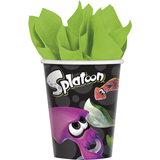 Gobelets en papier pour fête d'anniversaire, Splatoon, paq. 8 Front_Flat