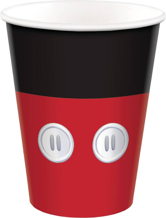 Disney Mickey Mouse Paper Disposable Cups, Red/Black, 9-oz, 8-pk, for Birthday Party Front_Elevated
