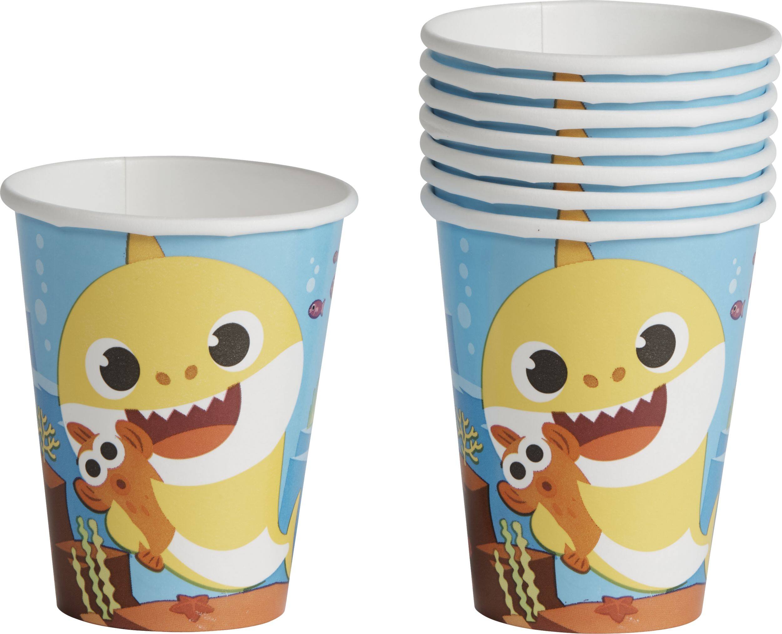 Baby Shark Paper Disposable Cups, Blue/Yellow, 9oz, 8pk, for Birthday