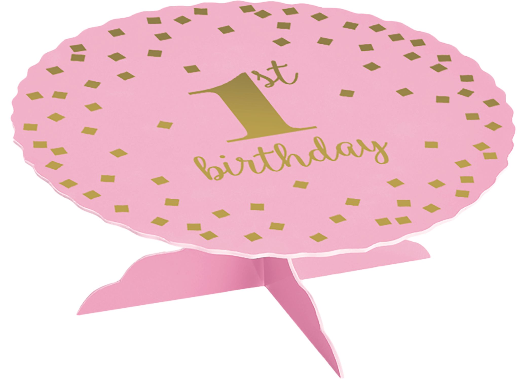 Mini Pink 1st Birthday Cake Stand Kit, 2-pc Overhead_Plunge
