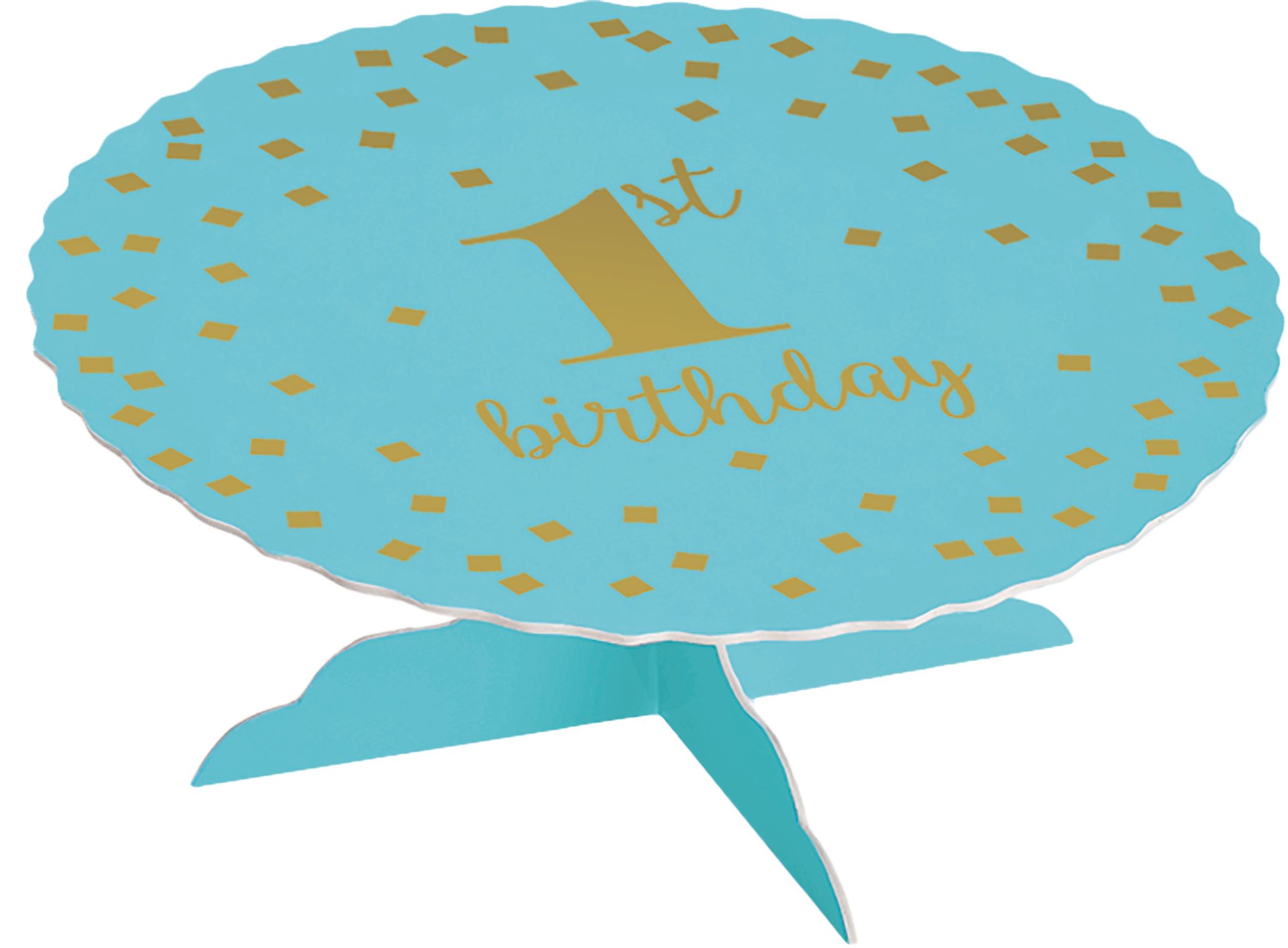 Mini Blue 1st Birthday Cake Stand Kit, 2-pc Overhead_Plunge
