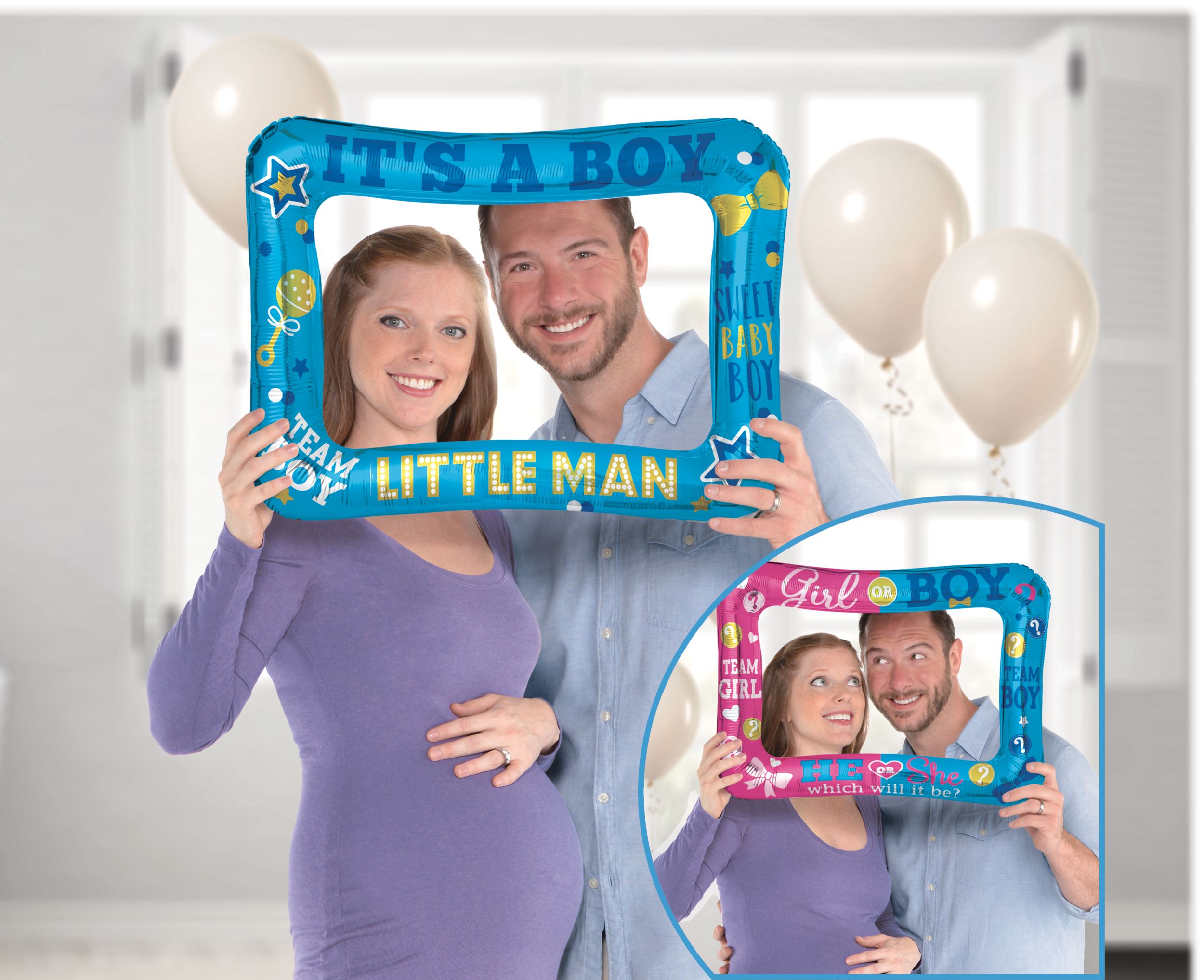 Inflatable Gender Reveal It's A Boy Photo Frame Balloon Front_Flat