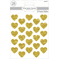 Glitter Gold Heart Sticker Seals, 25-pk Front_Flat