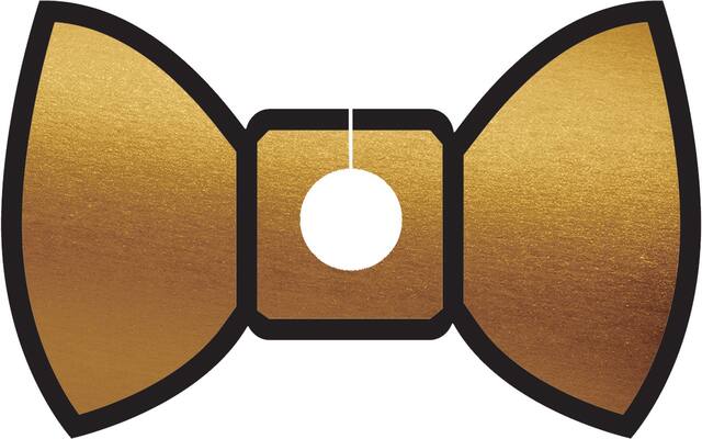 Étiquettes de verre nœud papillon, or et rouge, paq. 18 Front_Flat