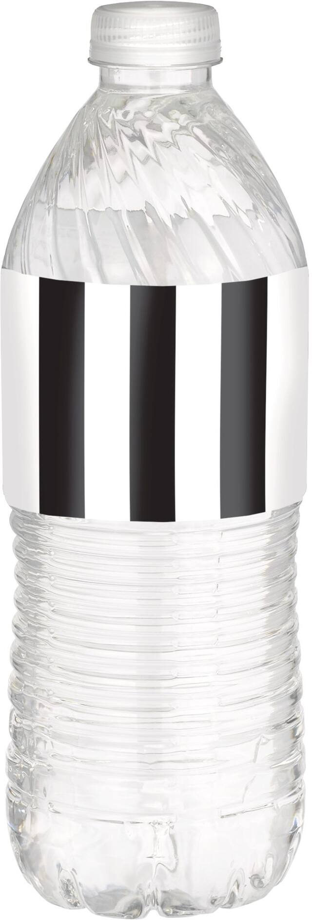 Black & White Striped Bottle Labels, 24-pk Front_Flat