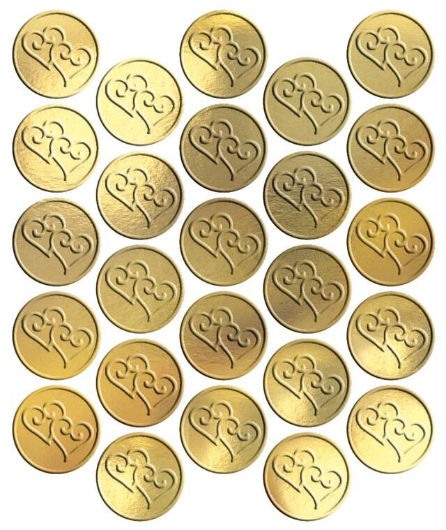 Sceaux Cœur métallisé, or, paq. 25 Front_Flat