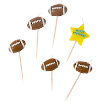 Bougies d'anniversaire de football sur cure-dents, paq. 6 Front_Flat