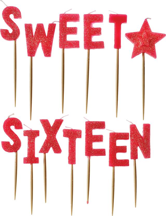 Sweet 16 Sparkle Mini Pick Candles Front_Flat