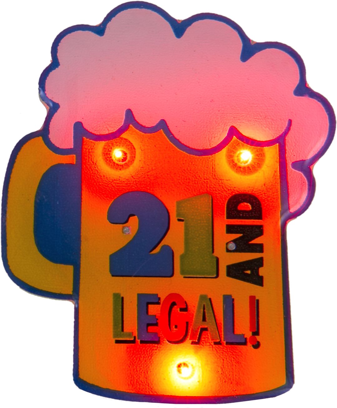 Light-Up Beer Mug 21st Birthday Button Front_Flat