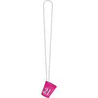 21st Birthday Shot Glass Necklace, Pink Front_Flat