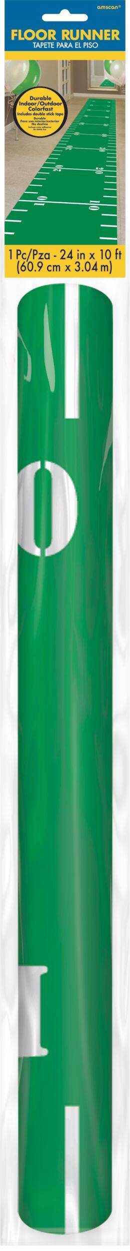 Football Field Rectangular Reusable Aisle Floor Runner, Green, 2x10-ft, for Sports Party Front_Flat
