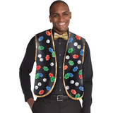 Gilet et noeud papillon croupier de casino Lancez les dés, jetons de poker multicolores, taille universelle, paq. 2, accessoires de costume à porter pour l'Halloween Front_Flat