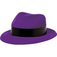 Flame Fedora Hat 80s, Neon Purple Front_Angled_Left