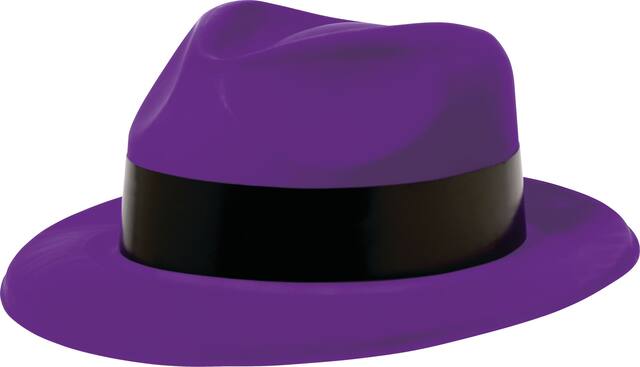 Flame Fedora Hat 80s, Neon Purple Front_Angled_Left