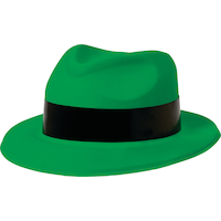 Flame Fedora Hat 80s, Neon Green Front_Angled_Left