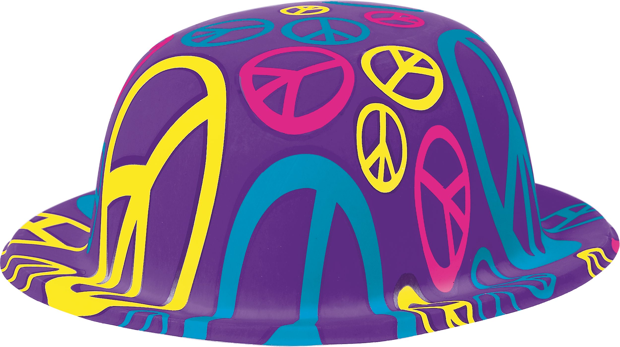 Chapeau melon violet avec symbole de la paix Front_Angled_Left