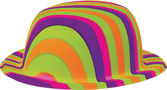 Multicolour Striped 60s Bowler Hat Front_Angled_Left