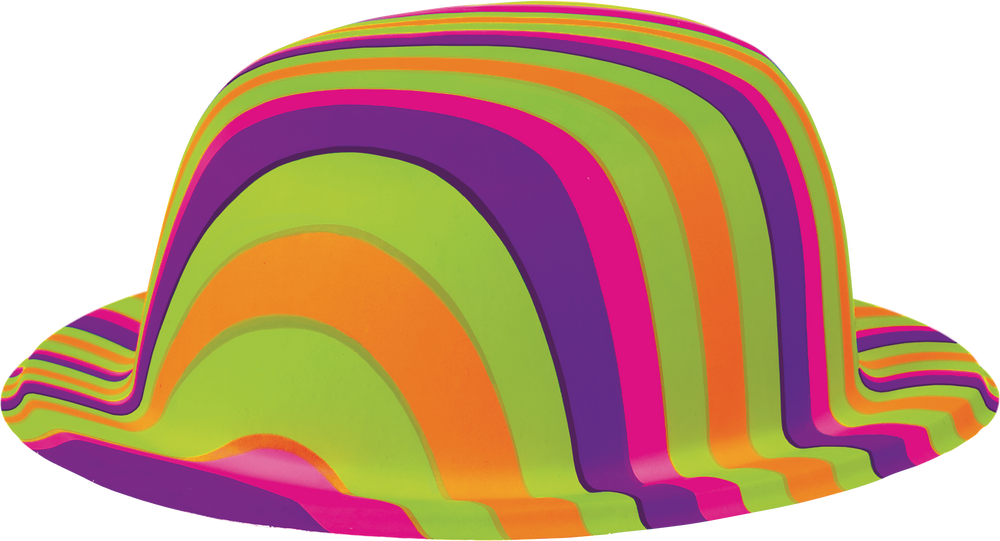 Chapeau melon à rayures multicolores des années 60 | Party City