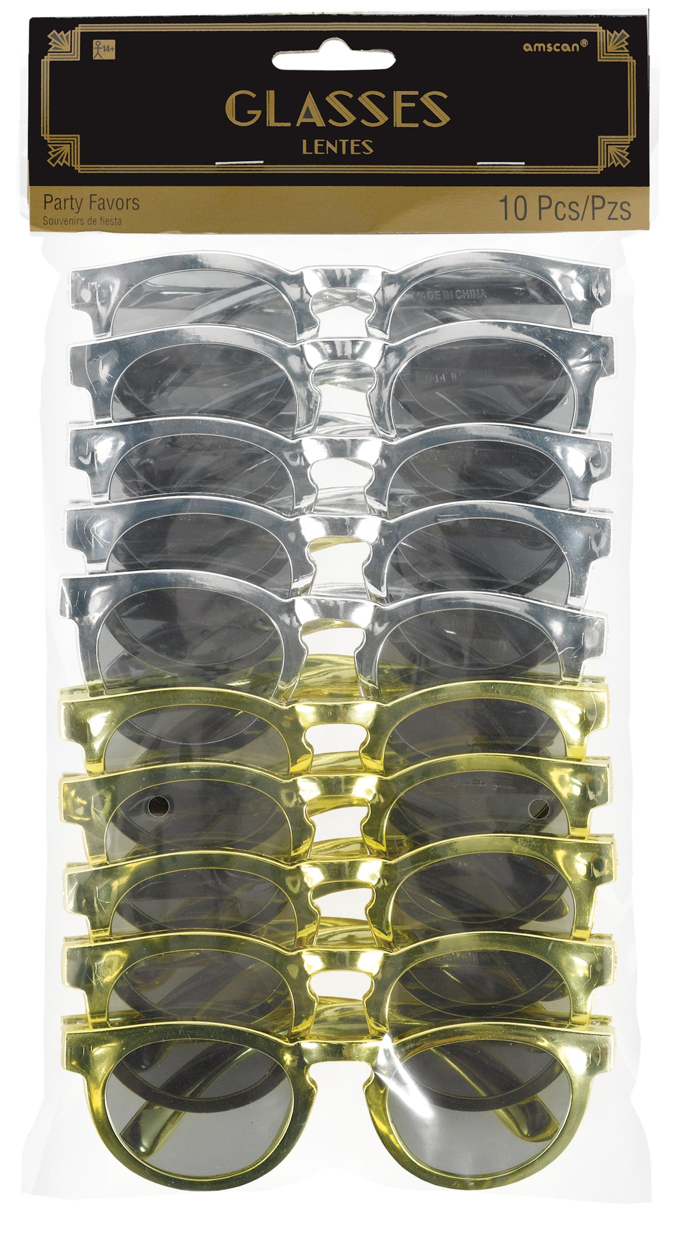 Metallic Sunglasses, 10-pk Front_Flat