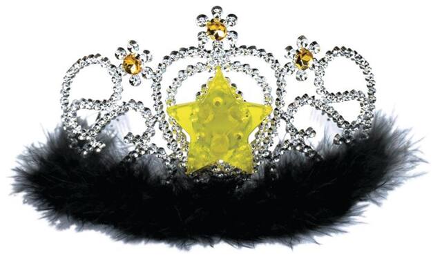 Light-Up Gold Star Marabou Tiara Front_Flat