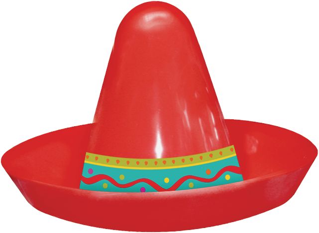 Fiesta Mini Plastic Sombrero Hats, Multi-Coloured, One Size, 8-pk, Wearable Costume Accessory for Halloween Front_Flat