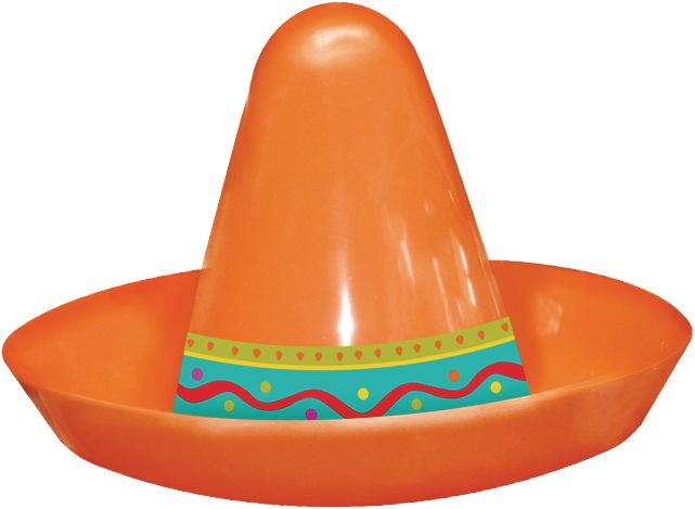 Fiesta Mini Plastic Sombrero Hats, Multi-Coloured, One Size, 8-pk, Wearable Costume Accessory for Halloween Front_Flat