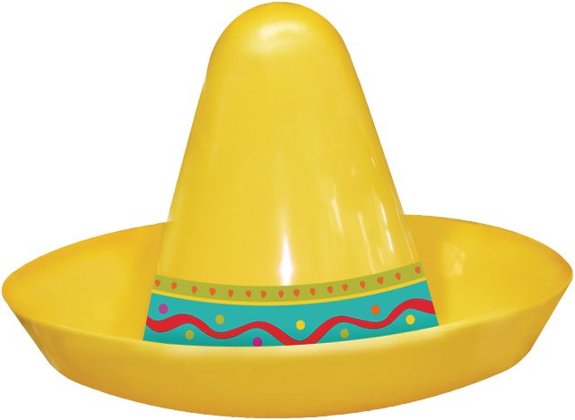 Fiesta Mini Plastic Sombrero Hats, Multi-Coloured, One Size, 8-pk, Wearable Costume Accessory for Halloween Front_Flat