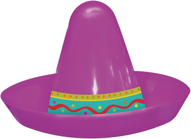 Fiesta Mini Plastic Sombrero Hats, Multi-Coloured, One Size, 8-pk, Wearable Costume Accessory for Halloween Front_Flat