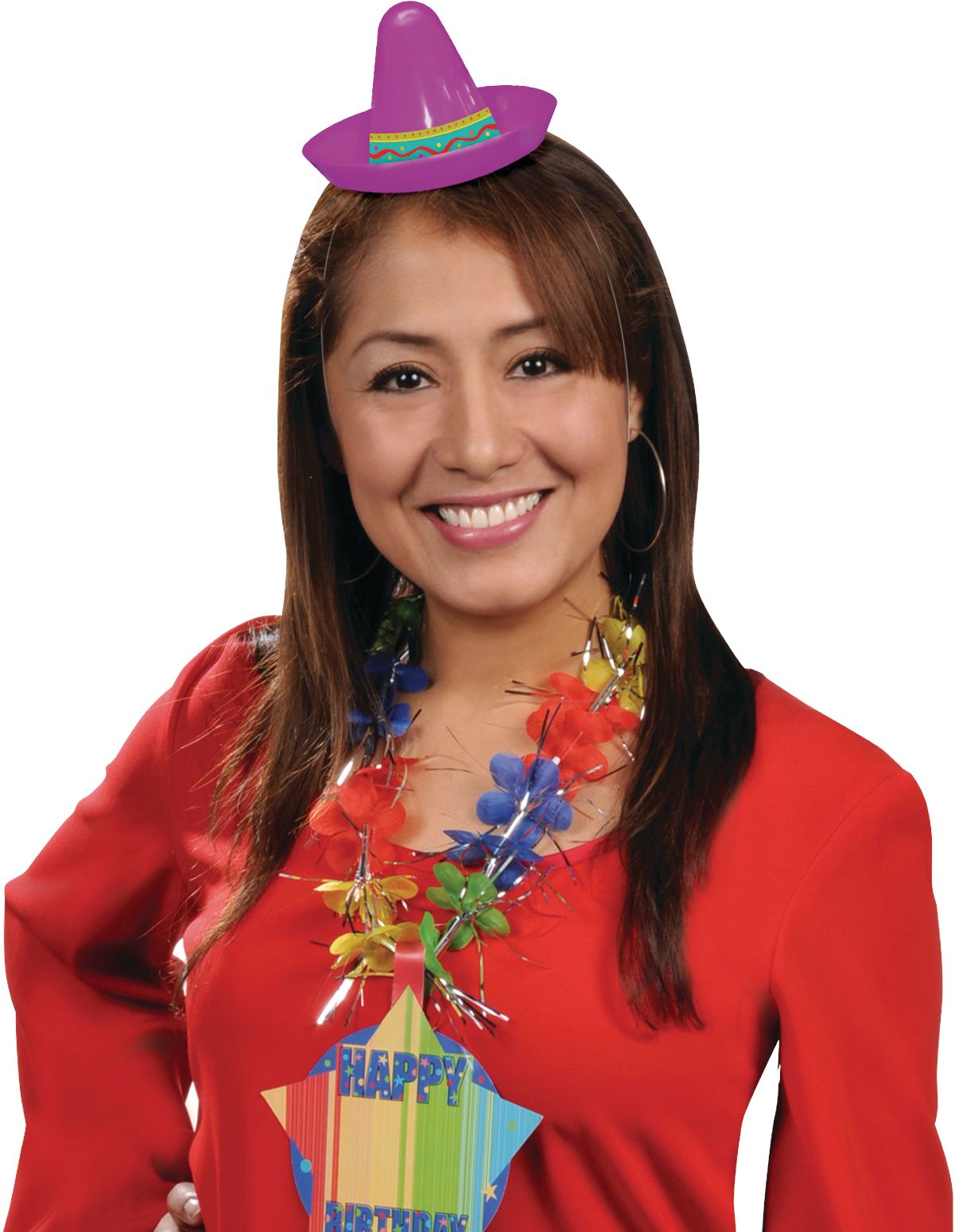 Fiesta Mini Plastic Sombrero Hats, Multi-Coloured, One Size, 8-pk, Wearable Costume Accessory for Halloween Front_Flat
