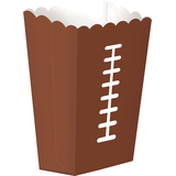 Football Paper Popcorn Favour Boxes, Brown, 7.5-in, 8-pk, for Sports Party Front_Three_Fourths_Angled_Right