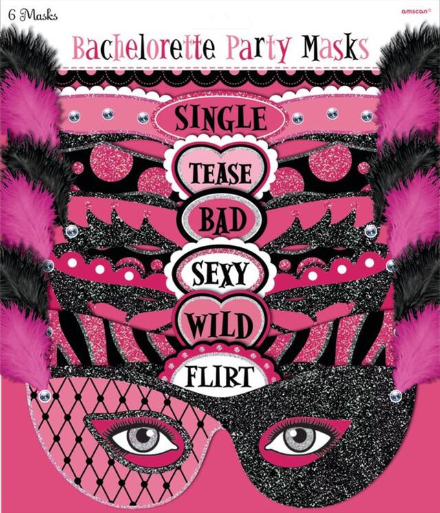 Bachelorette Party Masquerade Masks, 6-pk Front_Flat