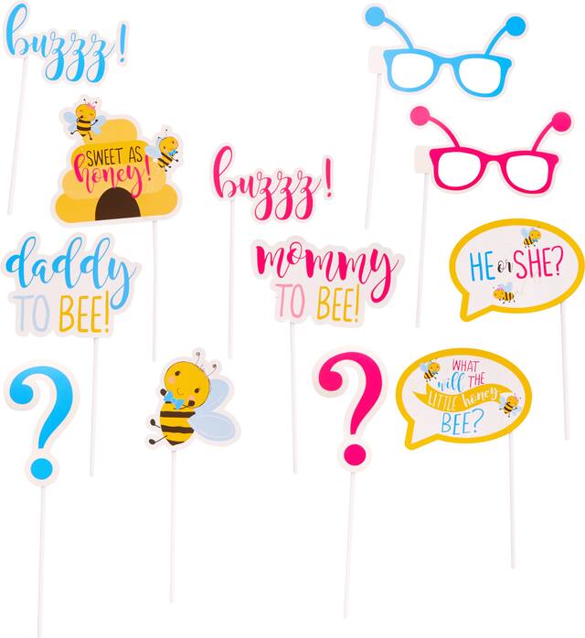 Little Honey Bee Photo Booth Props, 13-pcs Front_Flat