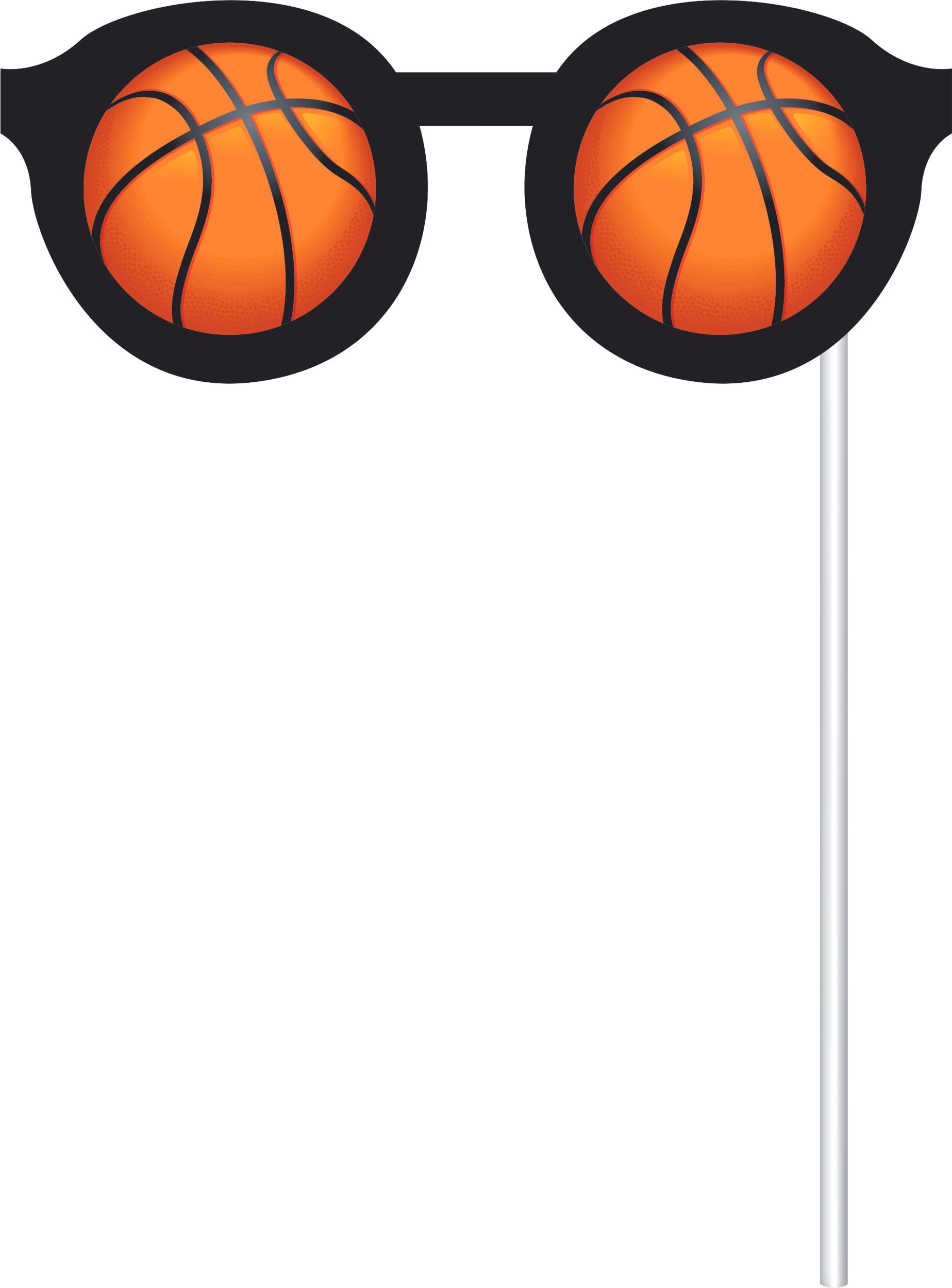 Basketball "Game Day" Photo Booth Sign Props, Black/Orange, 14-in, 14-pk, for Sports Party Front_Flat