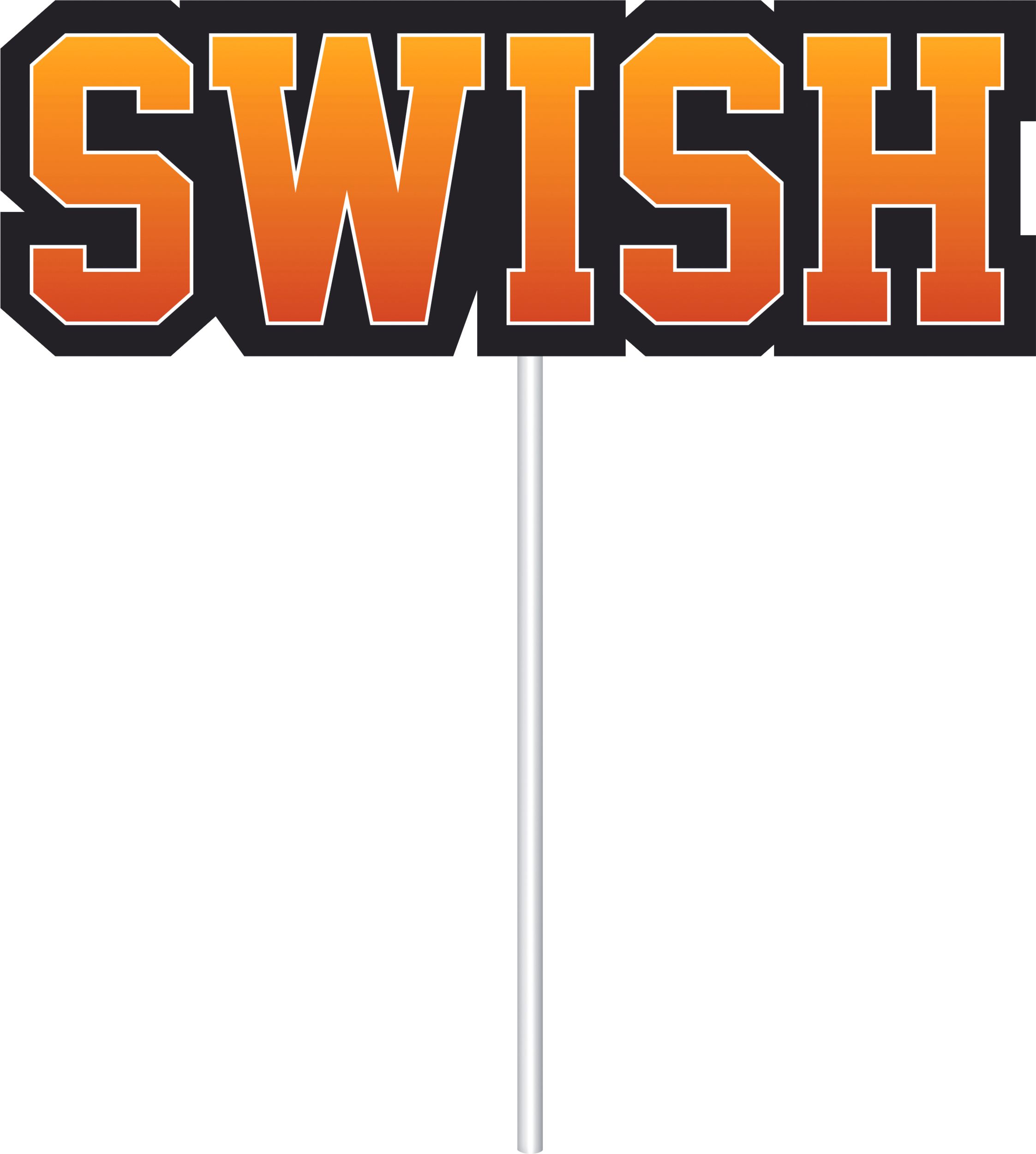 Basketball "Game Day" Photo Booth Sign Props, Black/Orange, 14-in, 14-pk, for Sports Party Front_Flat