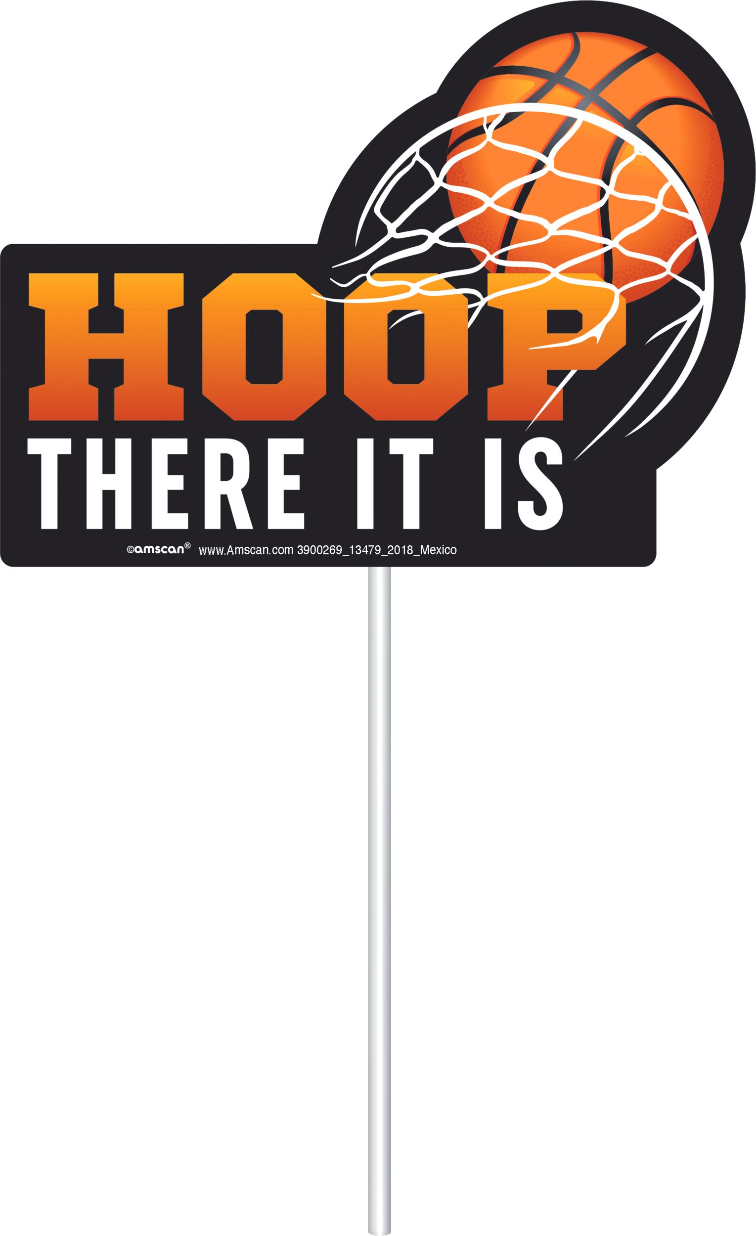 Basketball "Game Day" Photo Booth Sign Props, Black/Orange, 14-in, 14-pk, for Sports Party Front_Flat