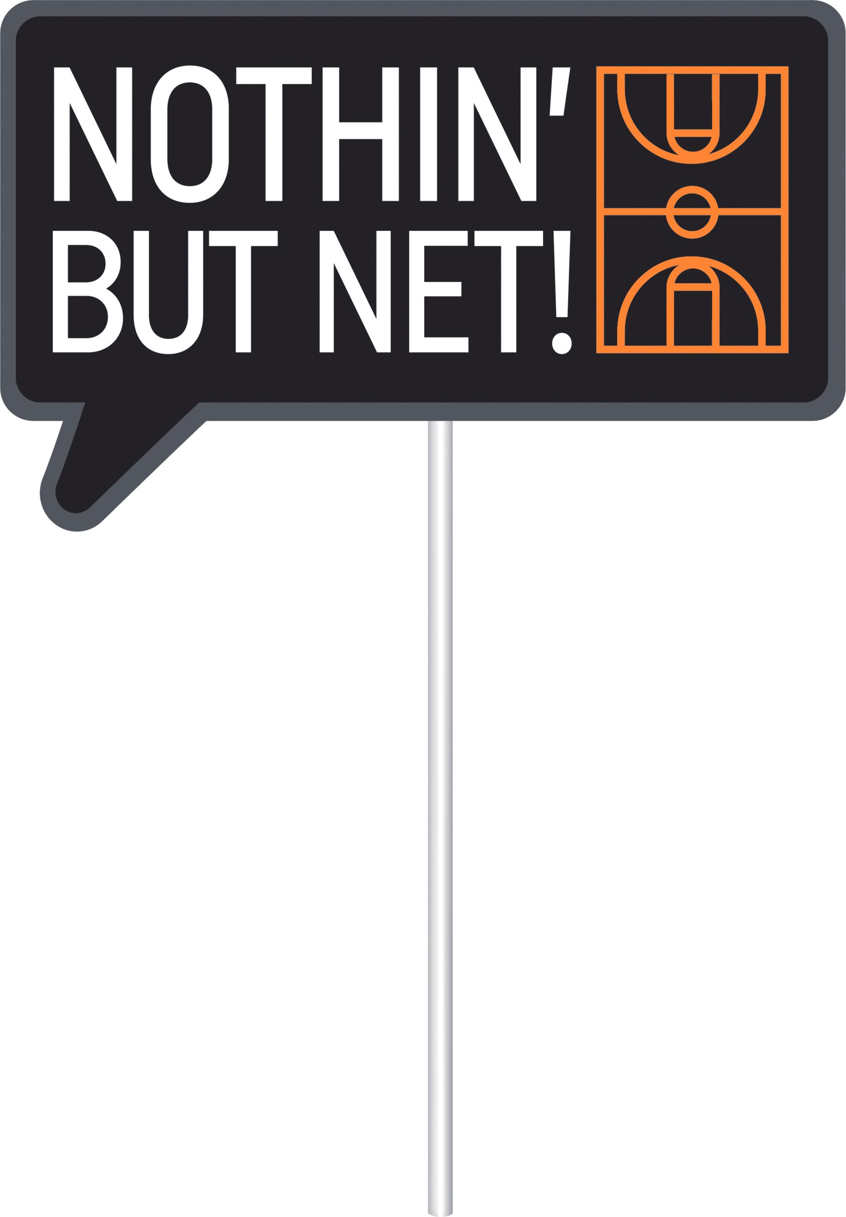 Basketball "Game Day" Photo Booth Sign Props, Black/Orange, 14-in, 14-pk, for Sports Party Front_Flat