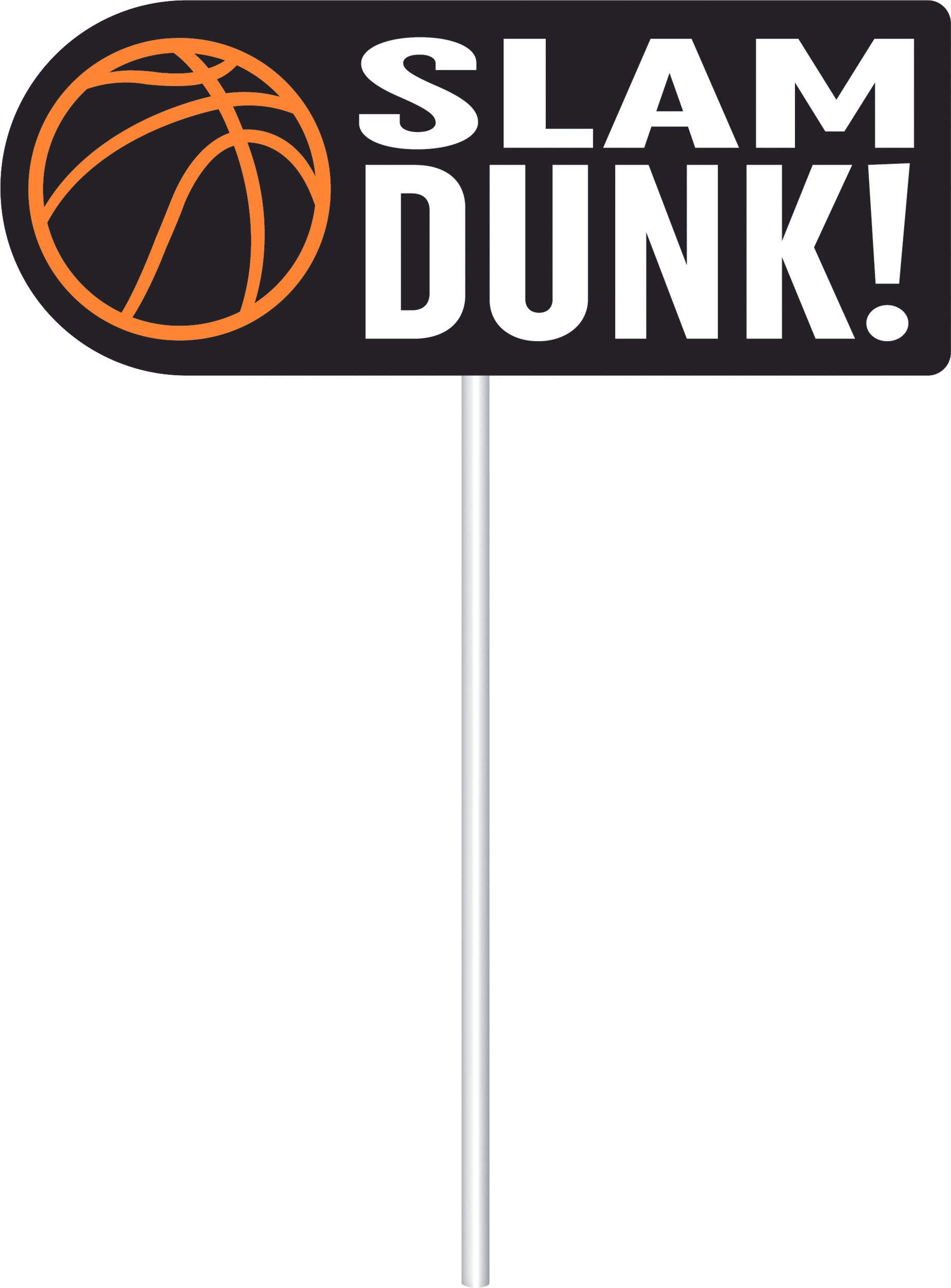Basketball "Game Day" Photo Booth Sign Props, Black/Orange, 14-in, 14-pk, for Sports Party Front_Flat