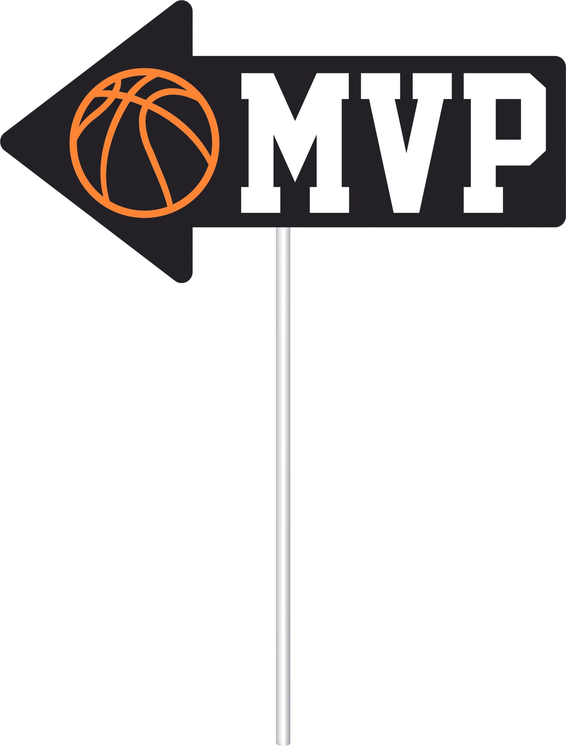 Basketball "Game Day" Photo Booth Sign Props, Black/Orange, 14-in, 14-pk, for Sports Party Front_Flat