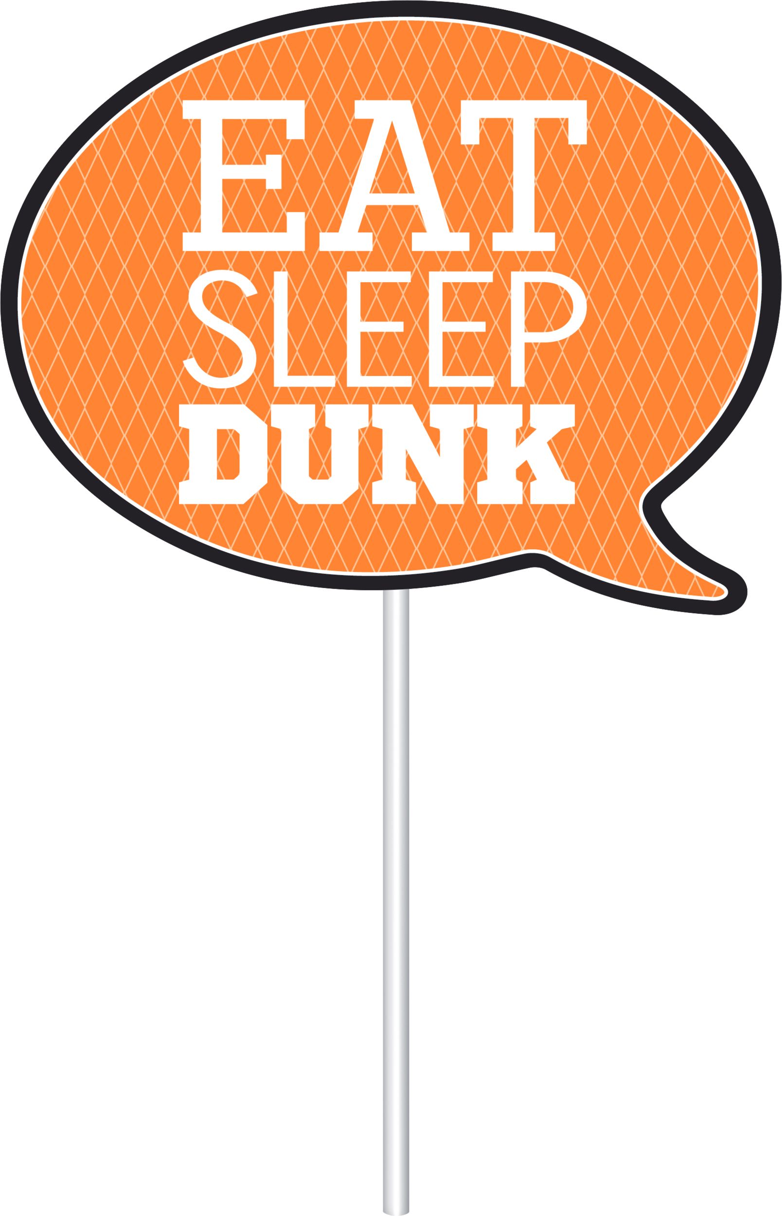 Basketball "Game Day" Photo Booth Sign Props, Black/Orange, 14-in, 14-pk, for Sports Party Front_Flat