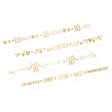 Metallic Gold Sweet 16 Tattoos, 2-Sheets Overhead_Flat