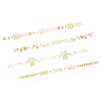 Tatouages Sweet 16 or métallique, 2 feuilles Overhead_Flat