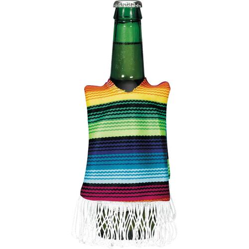 Fiesta Serape Bottle Coozie, Multi-Coloured, Striped, 8-in, for Cinco de Mayo/Fiesta/Summer Party